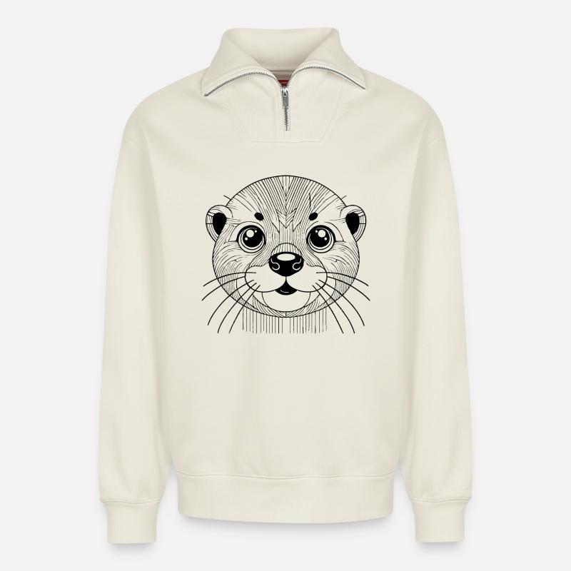 Otter - Relaxed Unisex Organic Half Zip Sweatshirt – von SPREAD - Naturweiß