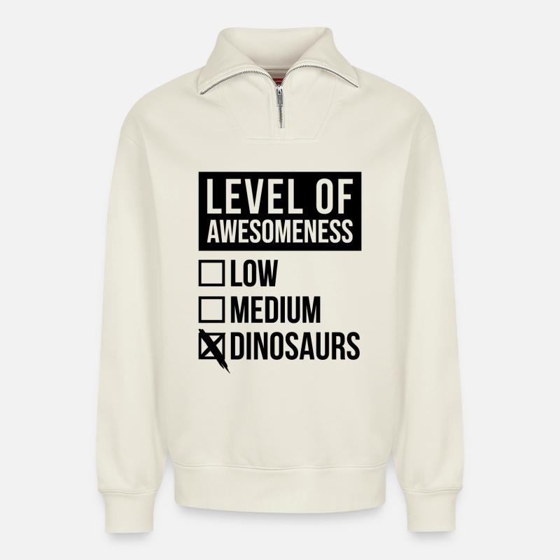 Dinosaurier - Relaxed Unisex Organic Half Zip Sweatshirt – von SPREAD - Naturweiß