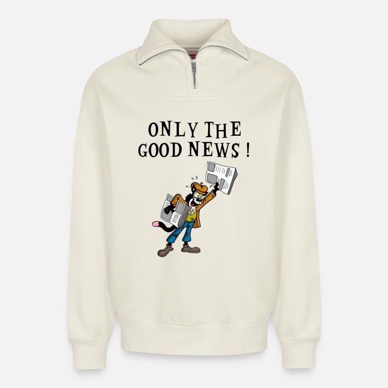 Chat zur Protokollübermittlung - Relaxed Unisex Organic Half Zip Sweatshirt – von SPREAD - Naturweiß