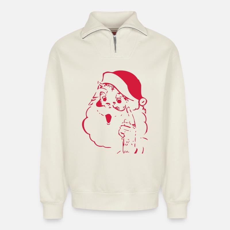 Weihnachtsmann - Relaxed Unisex Organic Half Zip Sweatshirt – von SPREAD - Naturweiß