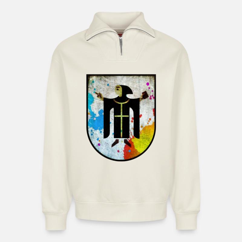 München - Relaxed Unisex Organic Half Zip Sweatshirt – von SPREAD - Naturweiß
