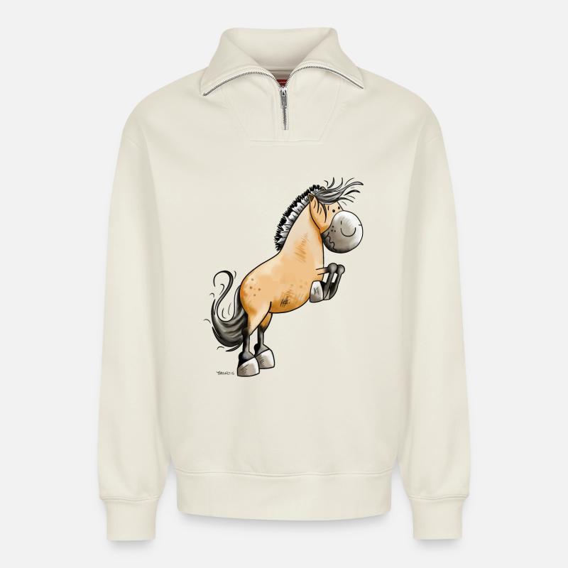 Lustiger Norweger - Relaxed Unisex Organic Half Zip Sweatshirt – von SPREAD - Naturweiß