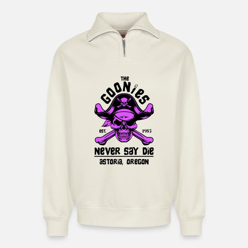DIE GOONIES 2 - Relaxed Unisex Organic Half Zip Sweatshirt – von SPREAD - Naturweiß