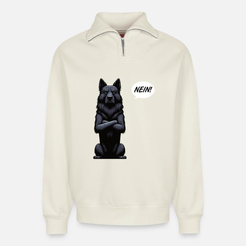 Nein Schwarzer Schäferhund Schäferhundbesitzer  - Relaxed Unisex Organic Half Zip Sweatshirt – von SPREAD - Naturweiß