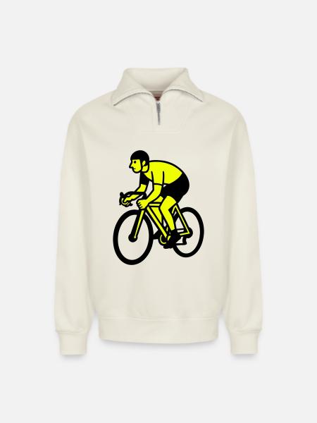 Neonrad Silhouette Radfahrer - Relaxed Unisex Organic Half Zip Sweatshirt – von SPREAD - Naturweiß