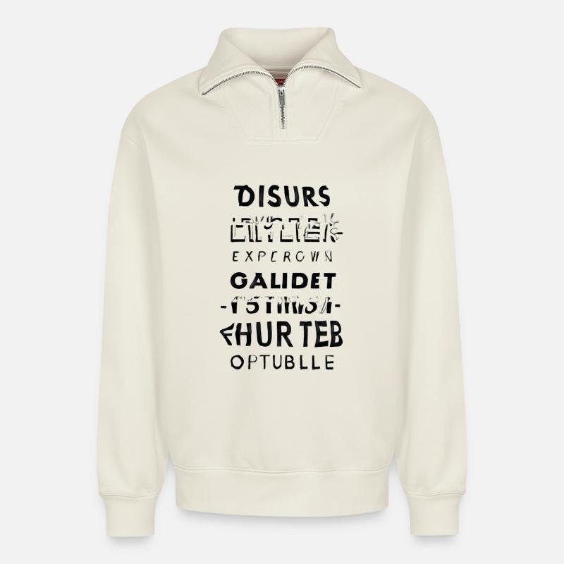 Glitchtext Kaskade - Relaxed Unisex Organic Half Zip Sweatshirt – von SPREAD - Naturweiß