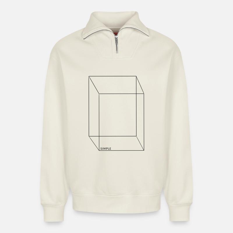 Einfach - Relaxed Unisex Organic Half Zip Sweatshirt – von SPREAD - Naturweiß