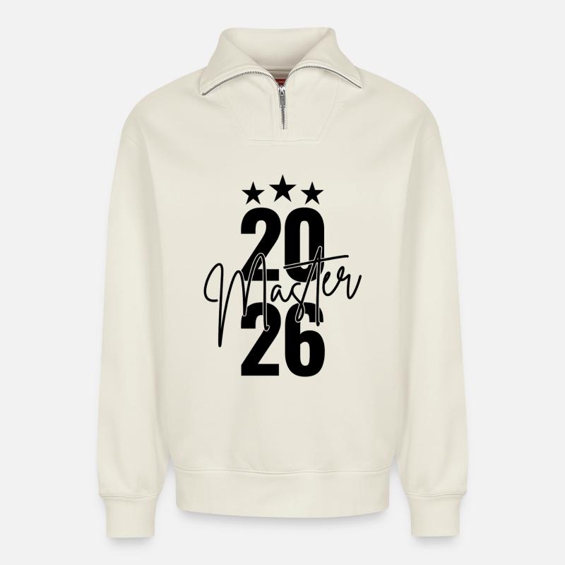 Master 2026 - Relaxed Unisex Organic Half Zip Sweatshirt – von SPREAD - Naturweiß