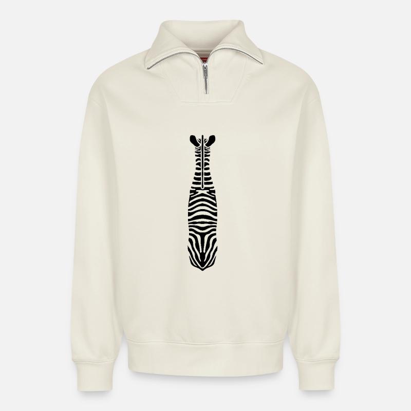 Zebra mit Einzigartigen Streifen - Relaxed Unisex Organic Half Zip Sweatshirt – von SPREAD - Naturweiß
