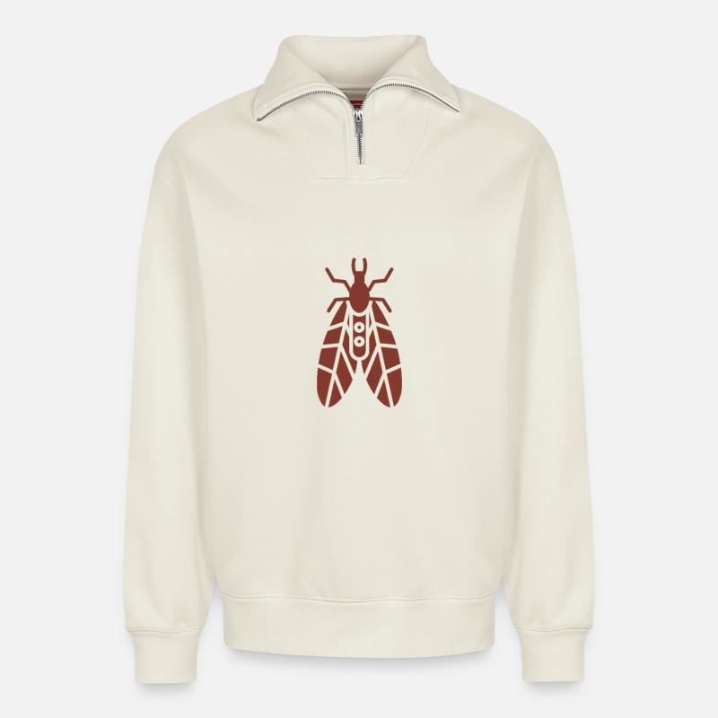Zerbrechliche Köcherfliege - Relaxed Unisex Organic Half Zip Sweatshirt – von SPREAD - Naturweiß