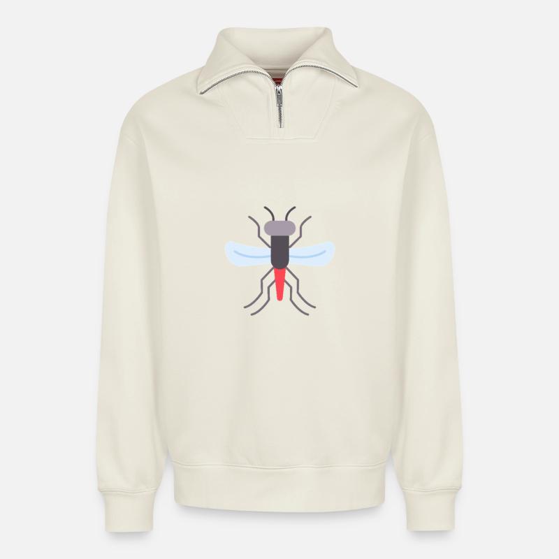 Intrigierende Mücken - Relaxed Unisex Organic Half Zip Sweatshirt – von SPREAD - Naturweiß