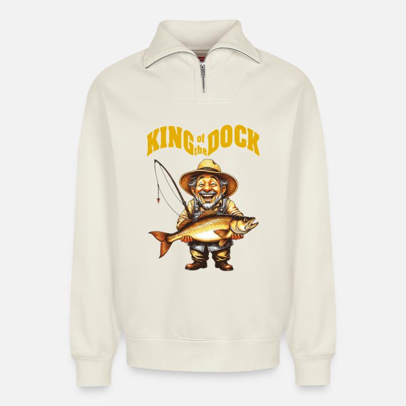 KingOTD - Relaxed Unisex Organic Half Zip Sweatshirt – von SPREAD - Naturweiß