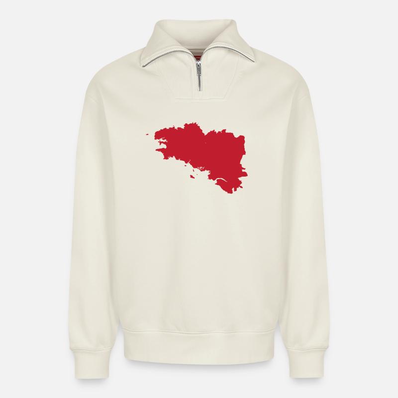 Brittany - Relaxed Unisex Organic Half Zip Sweatshirt – by SPREAD - off white