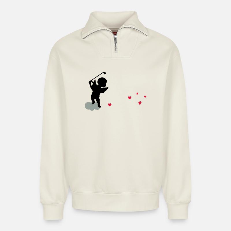 Amor - Sweat unisexe décontracté en coton biologique à demi-zip – de SPREAD - blanc cassé