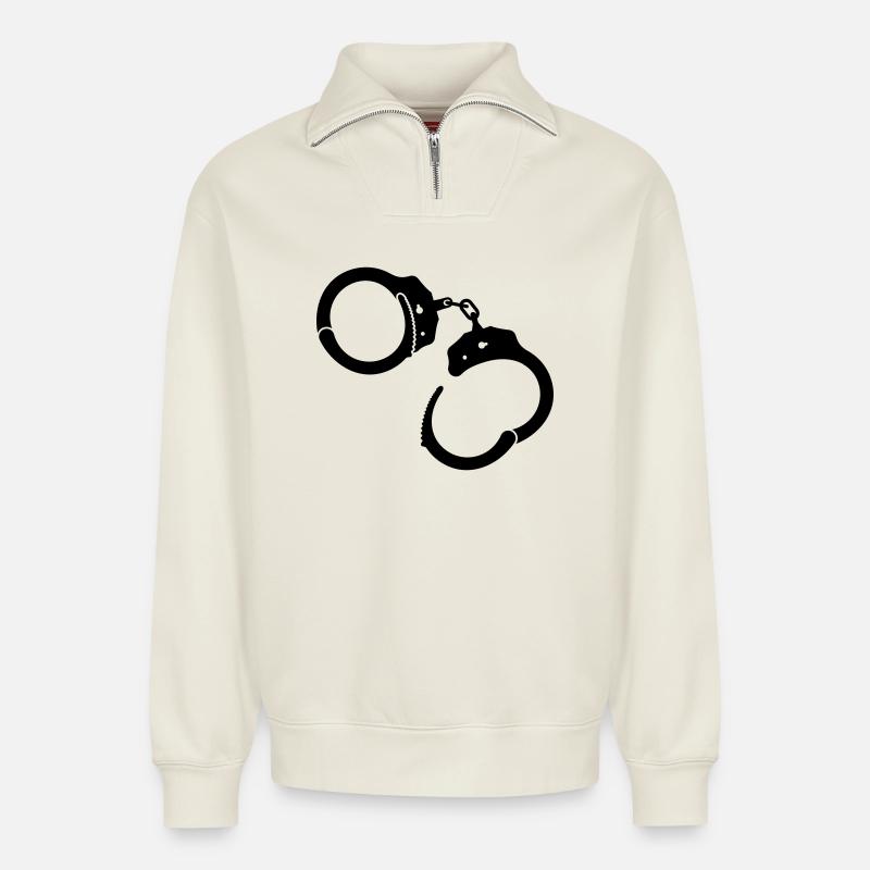 Handschellen Handcuffs - Relaxed Unisex Organic Half Zip Sweatshirt – von SPREAD - Naturweiß