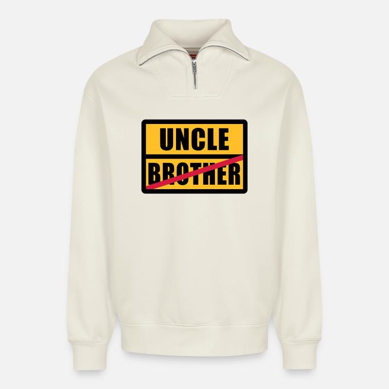 Brother - Uncle - Sweat unisexe décontracté en coton biologique à demi-zip – de SPREAD - blanc cassé