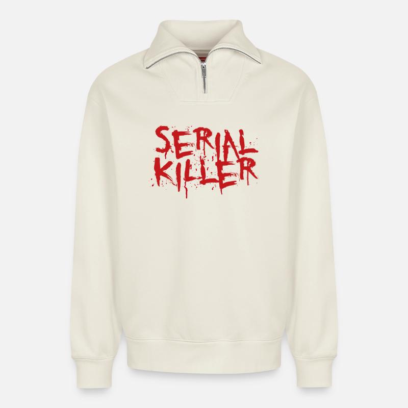 Serienkiller - Relaxed Unisex Organic Half Zip Sweatshirt – von SPREAD - Naturweiß