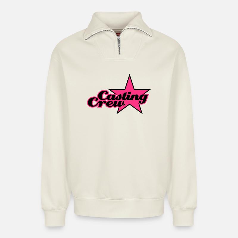 Casting Crew - Relaxed Unisex Organic Half Zip Sweatshirt – von SPREAD - Naturweiß