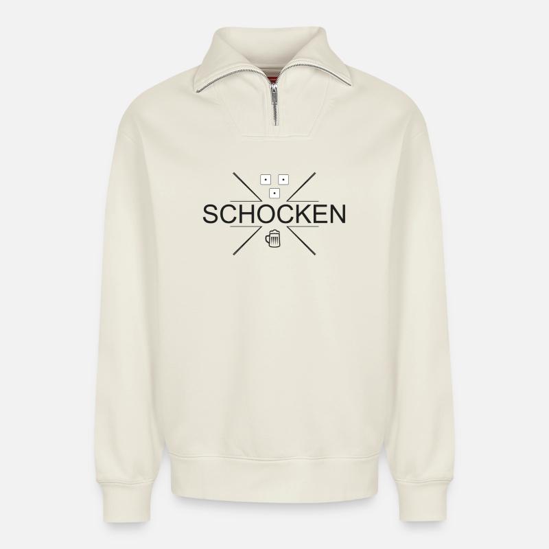 Schocken - Relaxed Unisex Organic Half Zip Sweatshirt – von SPREAD - Naturweiß
