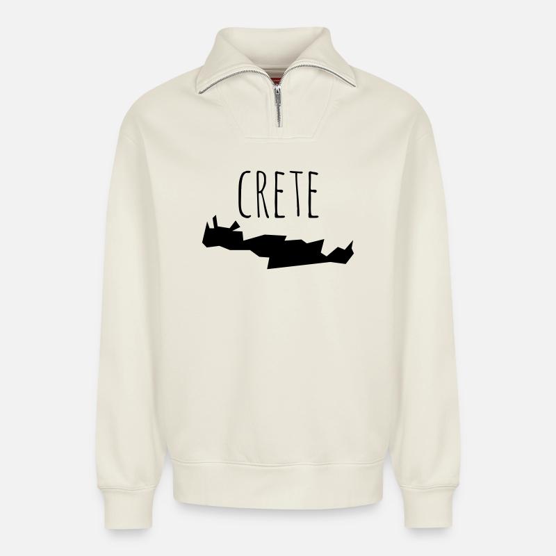 crete - Relaxed Unisex Organic Half Zip Sweatshirt – by SPREAD - off white