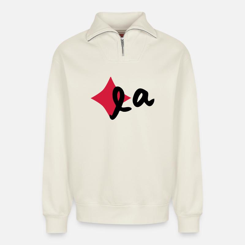Karola - Sweat unisexe décontracté en coton biologique à demi-zip – de SPREAD - blanc cassé