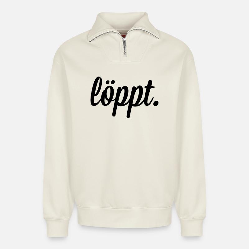 löppt - Relaxed Unisex Organic Half Zip Sweatshirt – von SPREAD - Naturweiß