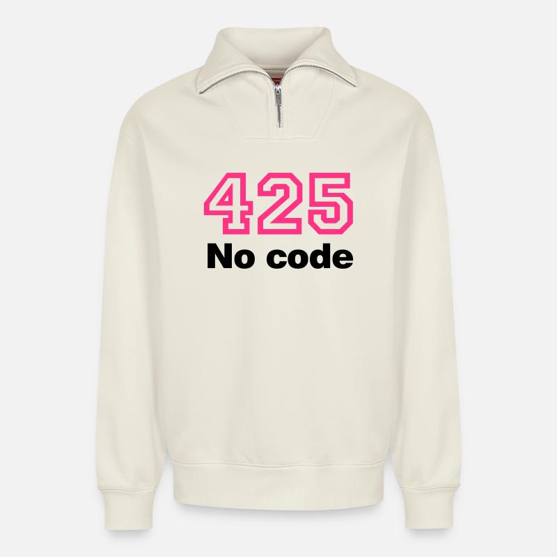 Error 425 No Code - Relaxed Unisex Organic Half Zip Sweatshirt – von SPREAD - Naturweiß