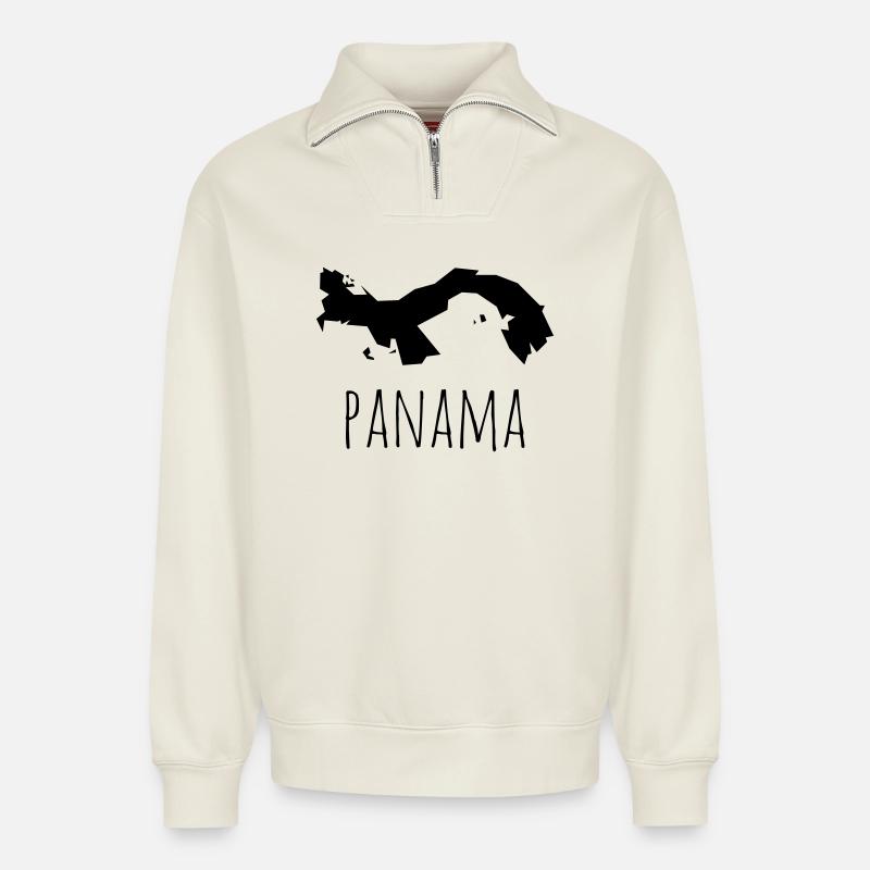 panama - Relaxed Unisex Organic Half Zip Sweatshirt – von SPREAD - Naturweiß