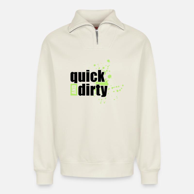 quick and dirty - Relaxed Unisex Organic Half Zip Sweatshirt – von SPREAD - Naturweiß
