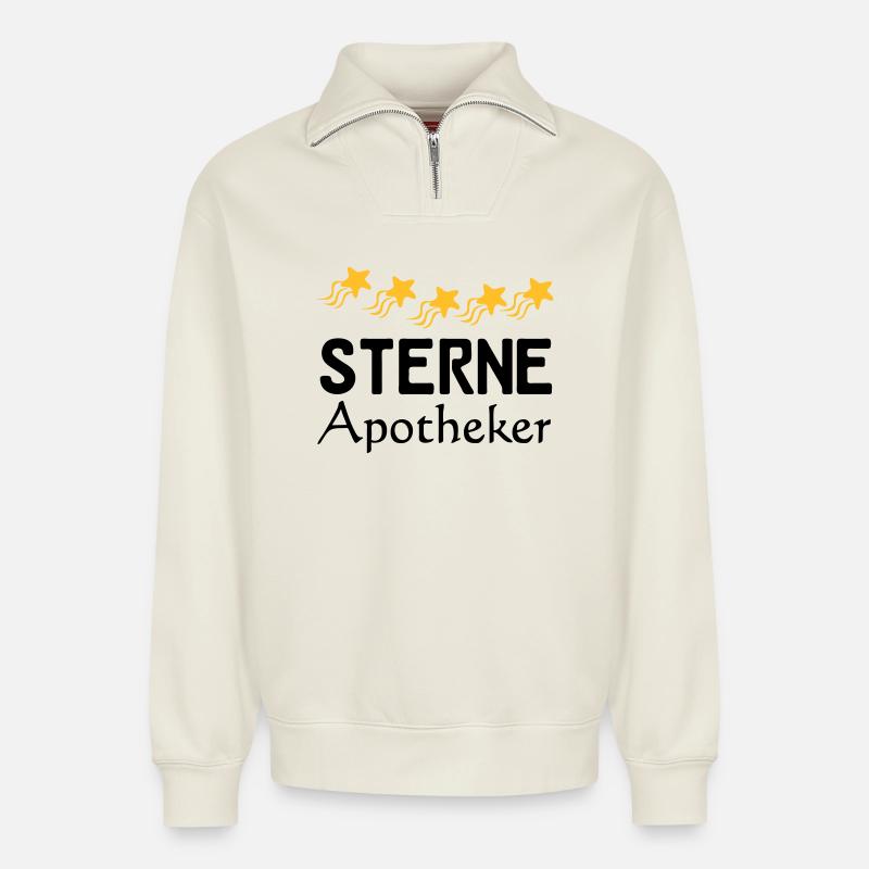 Sterne Apotheker Geschenk - Relaxed Unisex Organic Half Zip Sweatshirt – von SPREAD - Naturweiß