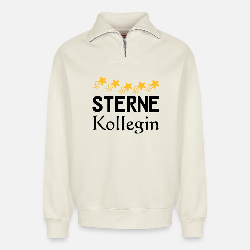 Sterne Kollegin Geschenk - Relaxed Unisex Organic Half Zip Sweatshirt – von SPREAD - Naturweiß