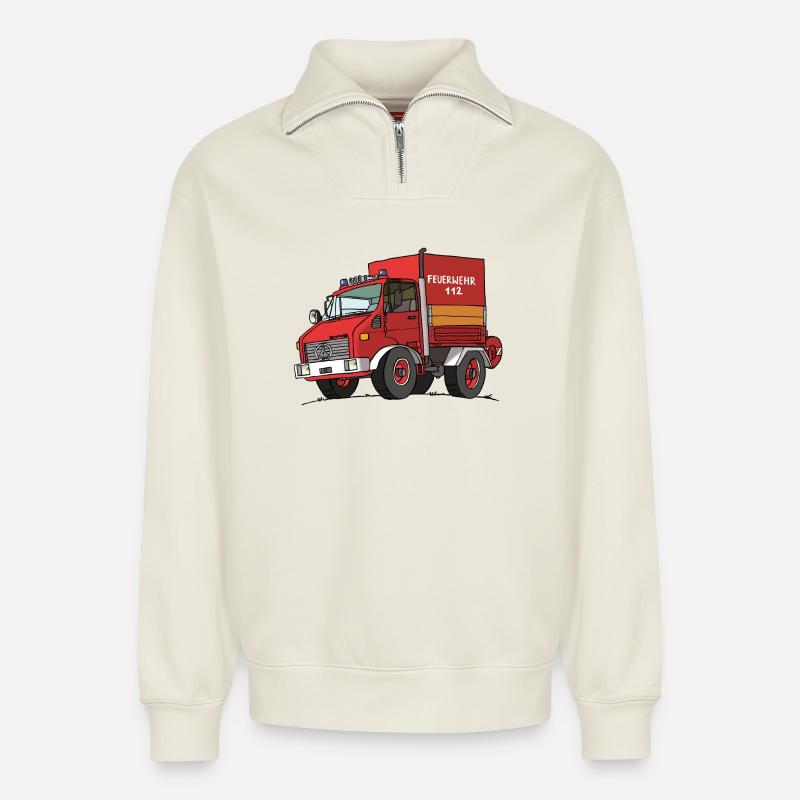 Logistimog - Relaxed Unisex Organic Half Zip Sweatshirt – von SPREAD - Naturweiß