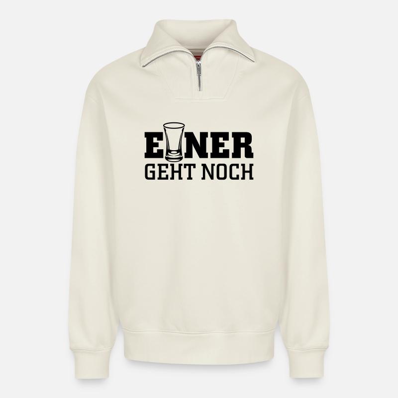 Einer geht noch - Relaxed Unisex Organic Half Zip Sweatshirt – von SPREAD - Naturweiß