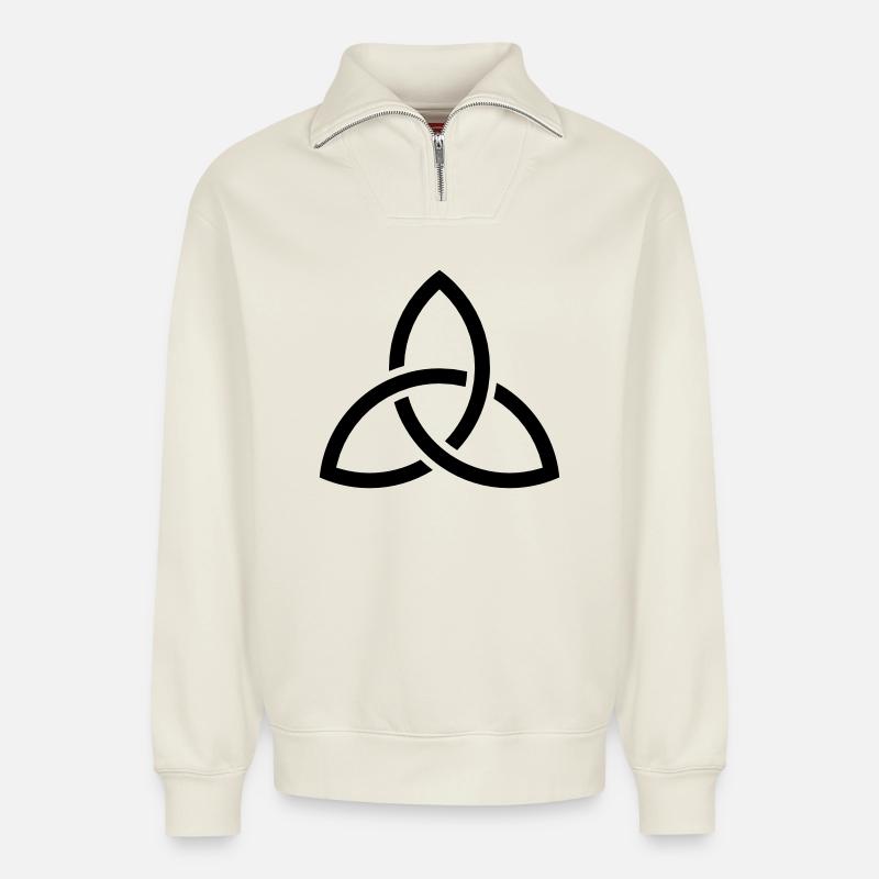 Celtic Knot - Relaxed Unisex Organic Half Zip Sweatshirt – by SPREAD - off white