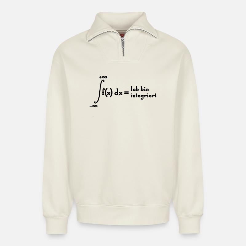 Je intégrée - Sweat unisexe décontracté en coton biologique à demi-zip – de SPREAD - blanc cassé
