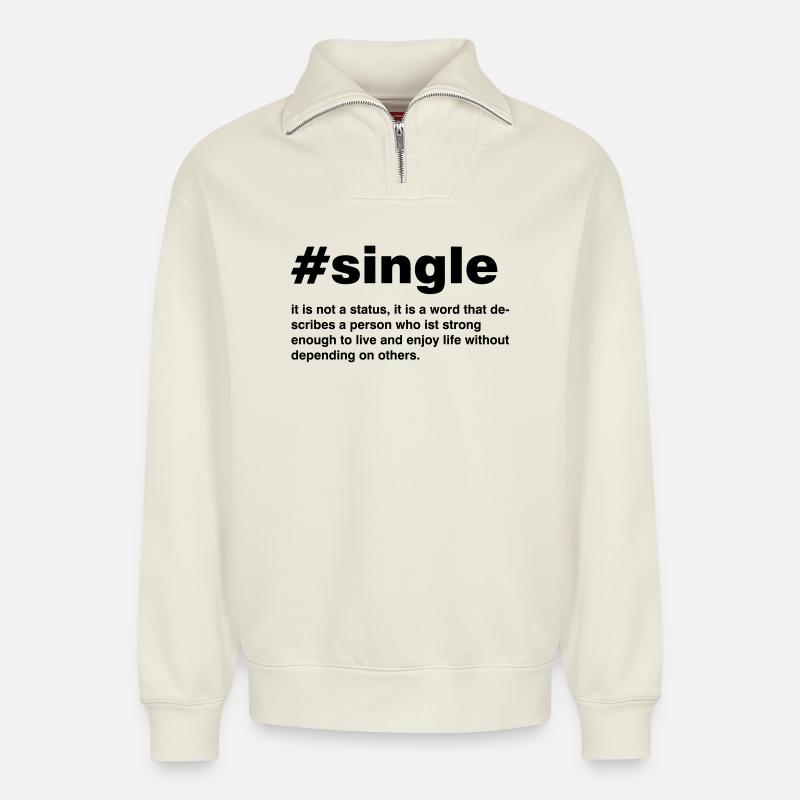 Simple est pas un statut - Sweat unisexe décontracté en coton biologique à demi-zip – de SPREAD - blanc cassé