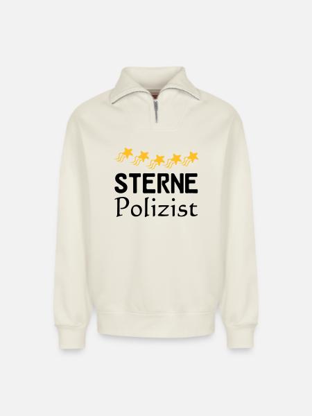 Sterne Polizist Geschenk - Relaxed Unisex Organic Half Zip Sweatshirt – von SPREAD - Naturweiß