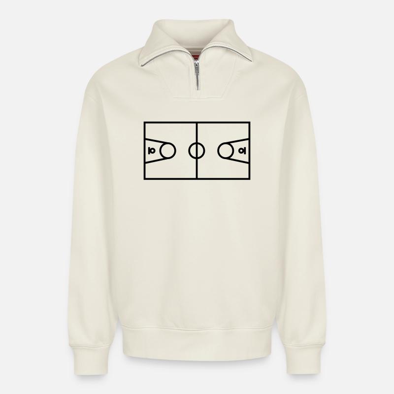 Basketballplatz - Relaxed Unisex Organic Half Zip Sweatshirt – von SPREAD - Naturweiß