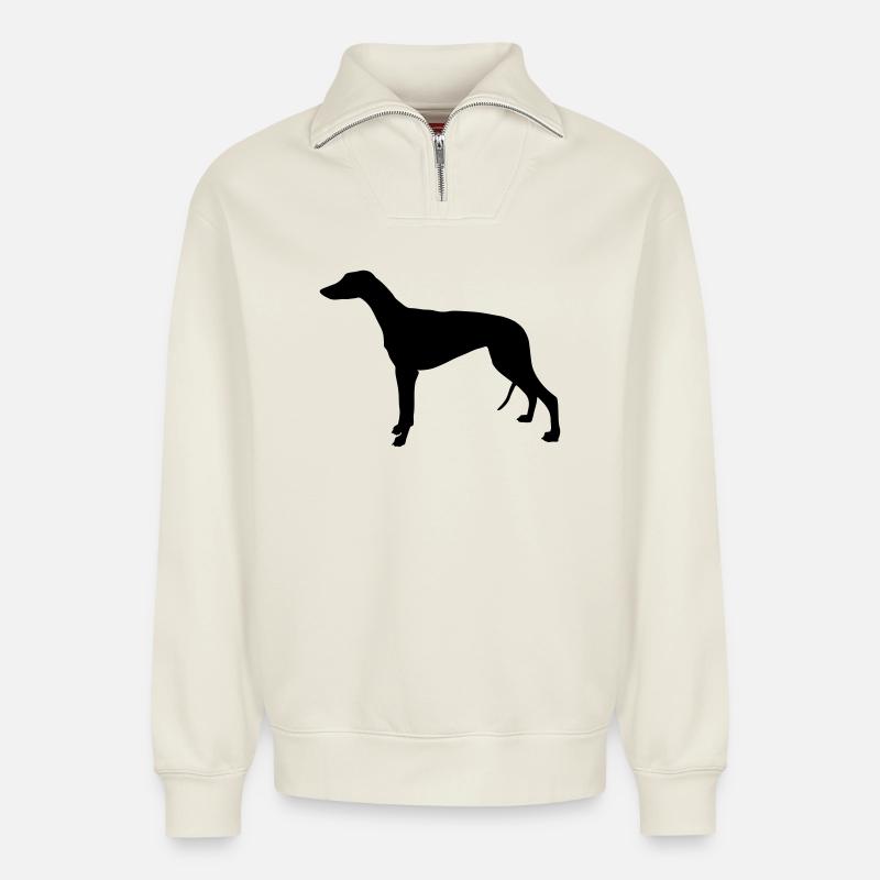Greyhound - Sweat unisexe décontracté en coton biologique à demi-zip – de SPREAD - blanc cassé