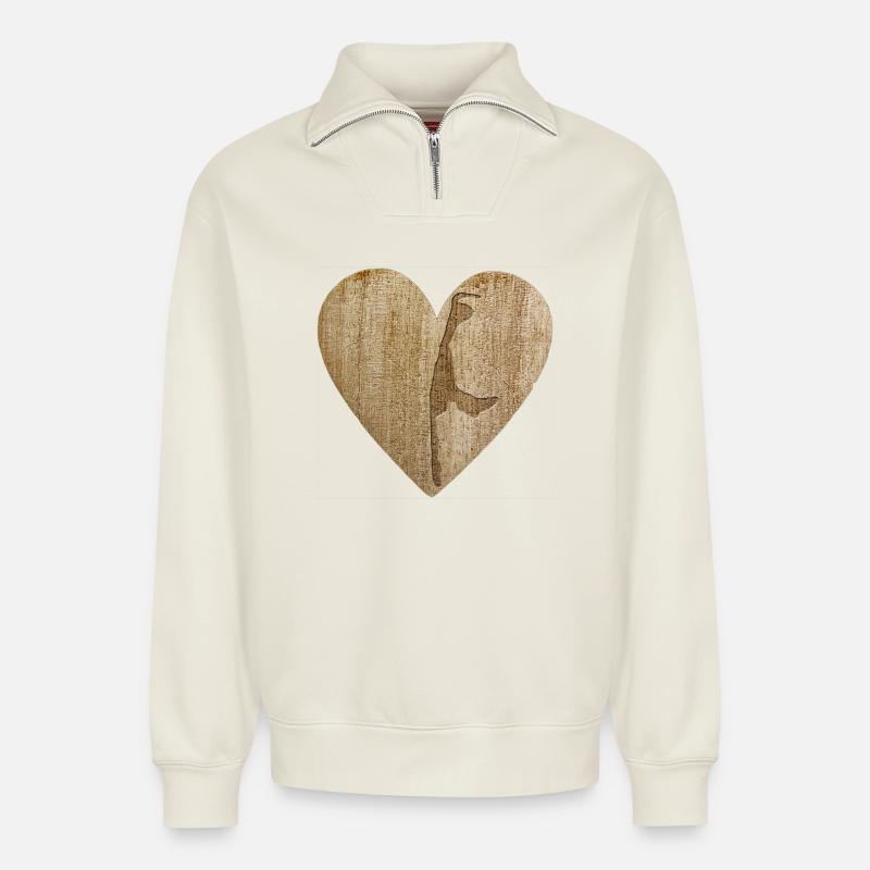 Love - Sylt - Relaxed Unisex Organic Half Zip Sweatshirt – von SPREAD - Naturweiß