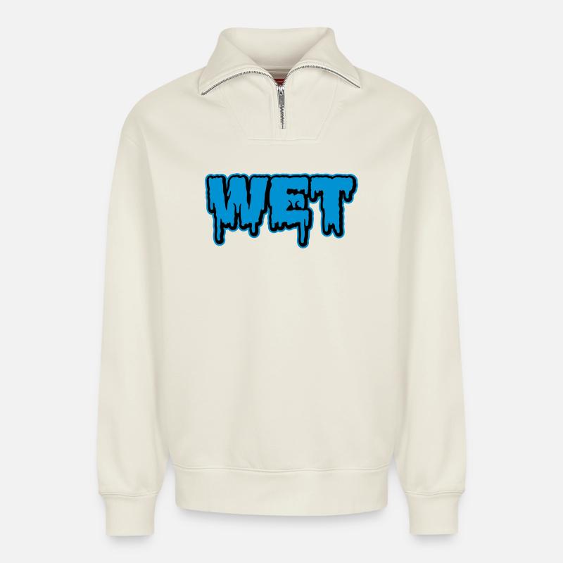 Wet - Relaxed Unisex Organic Half Zip Sweatshirt – von SPREAD - Naturweiß