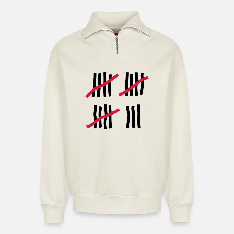 18 years - birthday - Relaxed Unisex Organic Half Zip Sweatshirt – by SPREAD - off white