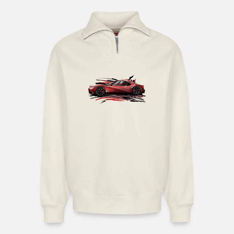 konzept car - Relaxed Unisex Organic Half Zip Sweatshirt – von SPREAD - Naturweiß