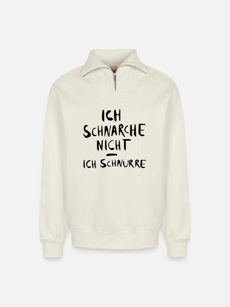 ich schnarche nicht - ich - Relaxed Unisex Organic Half Zip Sweatshirt – von SPREAD - Naturweiß