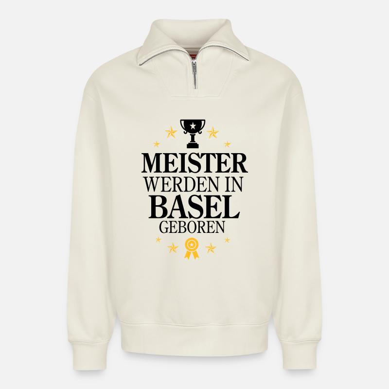 Masters Basel - Relaxed Unisex Organic Half Zip Sweatshirt – by SPREAD - off white