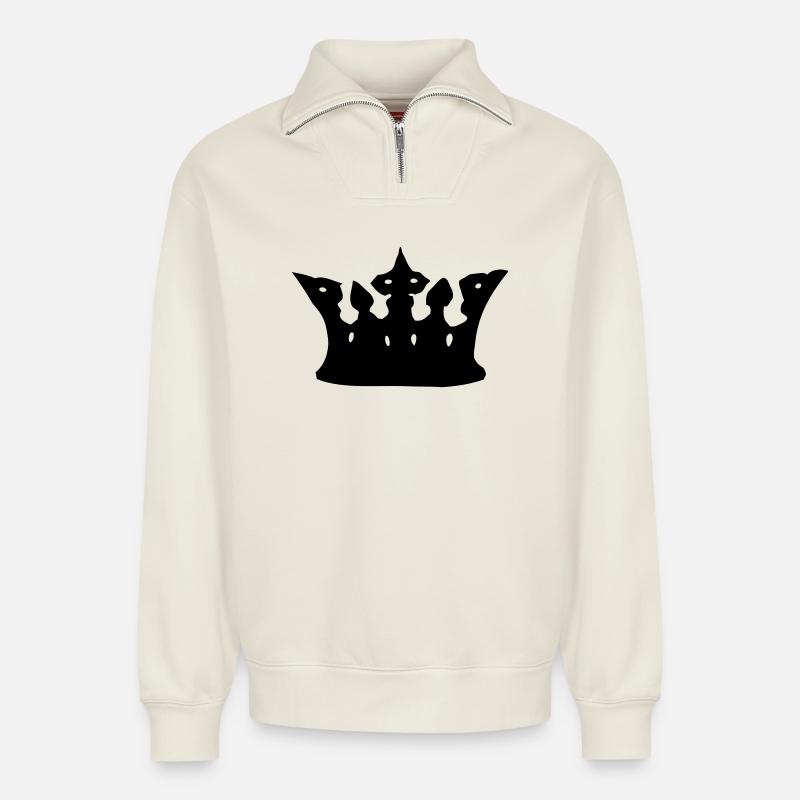 Krone - Relaxed Unisex Organic Half Zip Sweatshirt – von SPREAD - Naturweiß