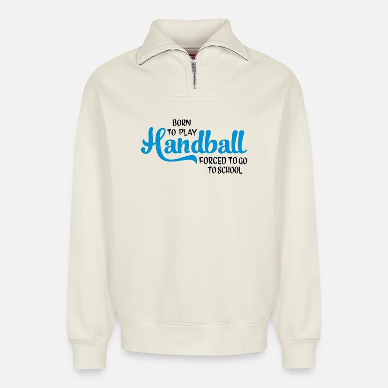 Handball - Relaxed Unisex Organic Half Zip Sweatshirt – von SPREAD - Naturweiß