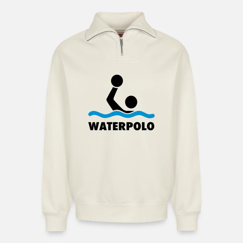 Wasserball - Relaxed Unisex Organic Half Zip Sweatshirt – von SPREAD - Naturweiß