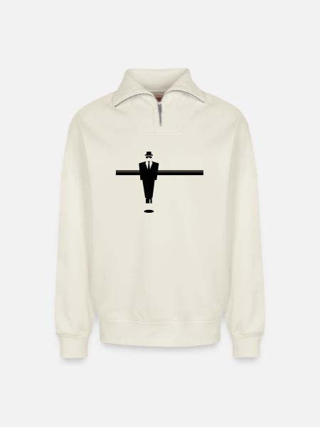 table soccer - Relaxed Unisex Organic Half Zip Sweatshirt – by SPREAD - off white