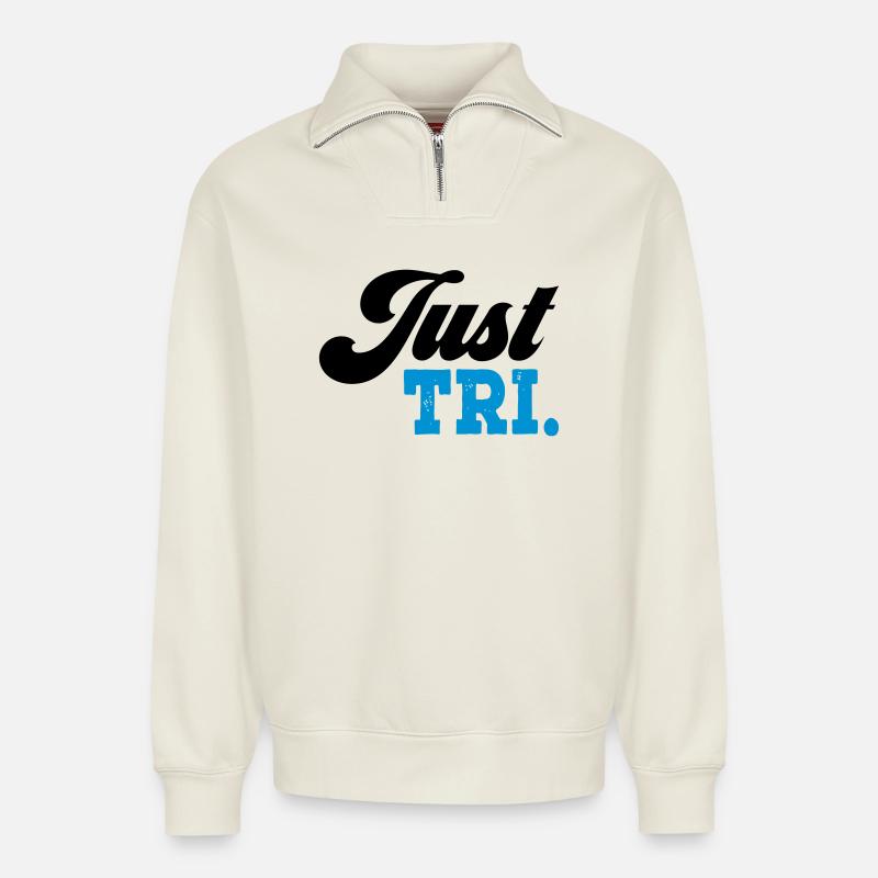 triathlon - Relaxed Unisex Organic Half Zip Sweatshirt – by SPREAD - off white